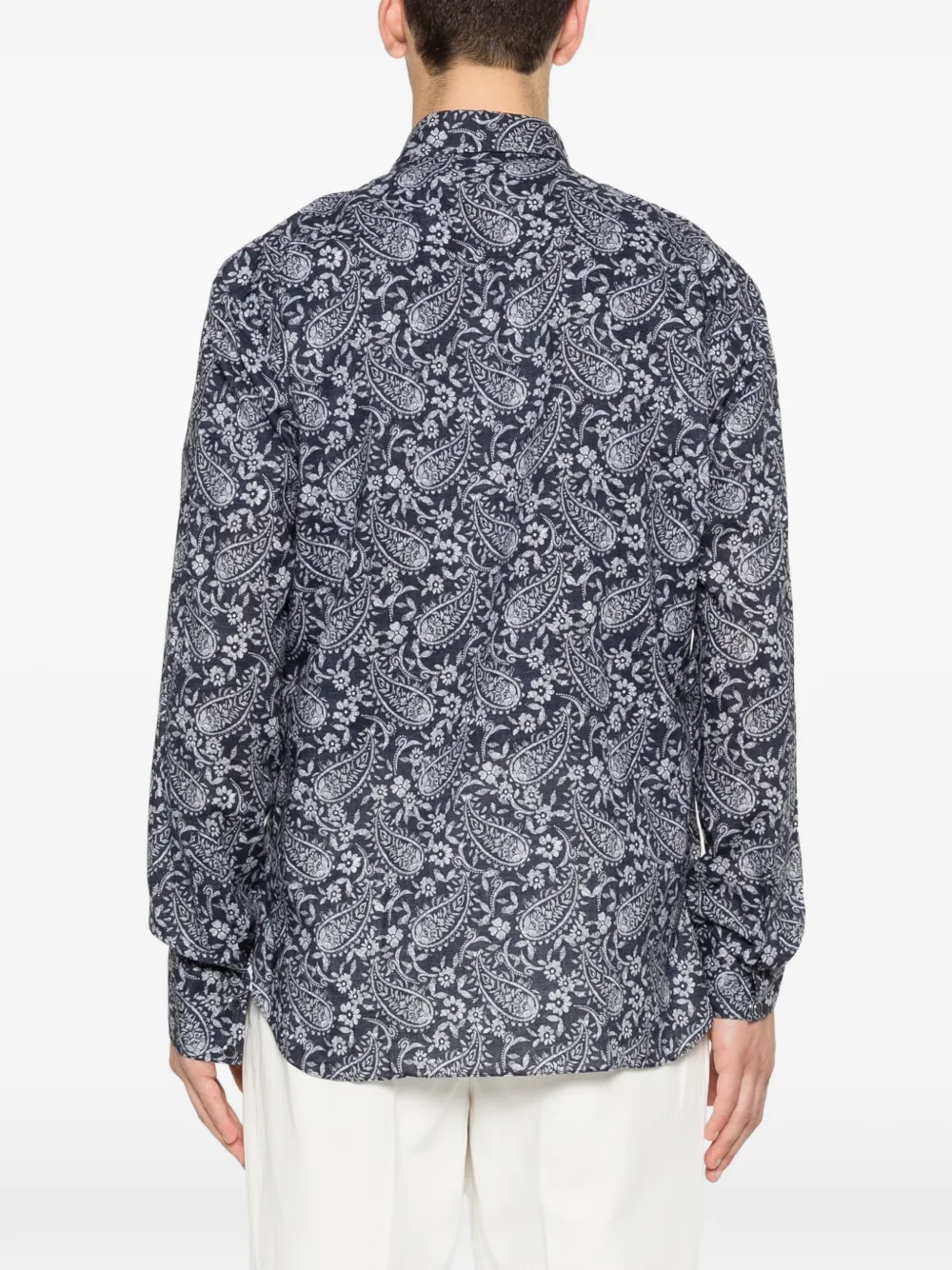 Barba Overhemd met paisley-print Blauw