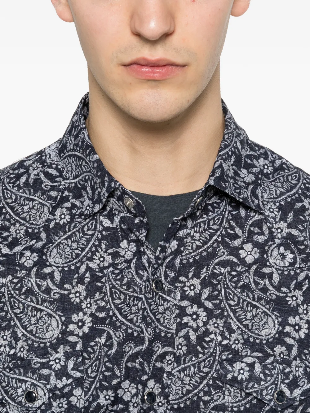 Barba Overhemd met paisley-print Blauw
