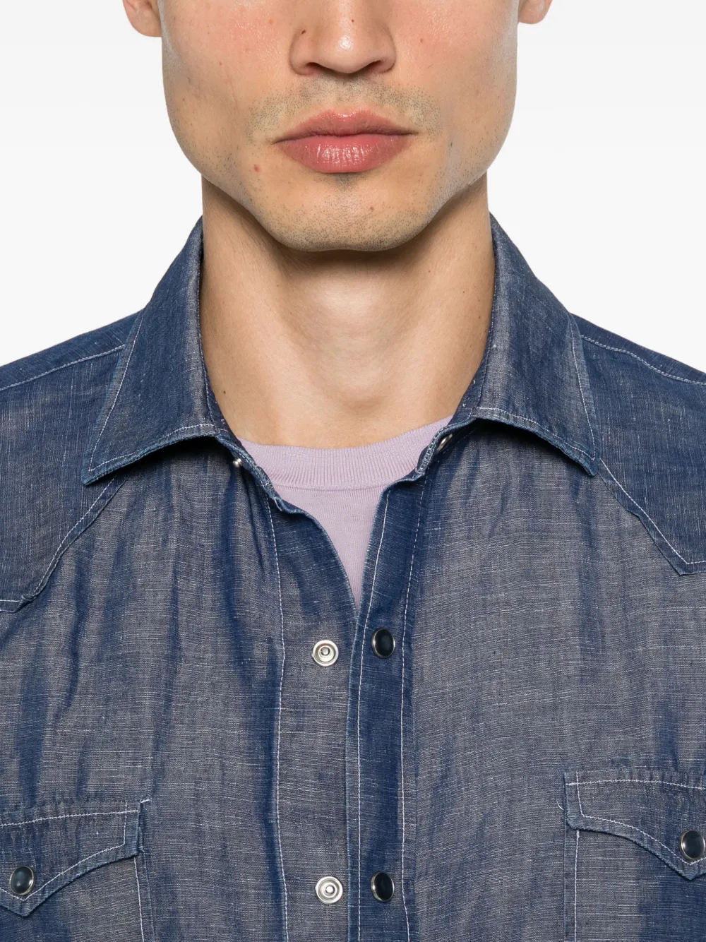 Barba Overhemd met klepzak Blauw