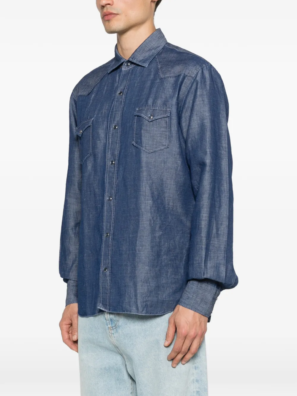 Barba Overhemd met klepzak Blauw
