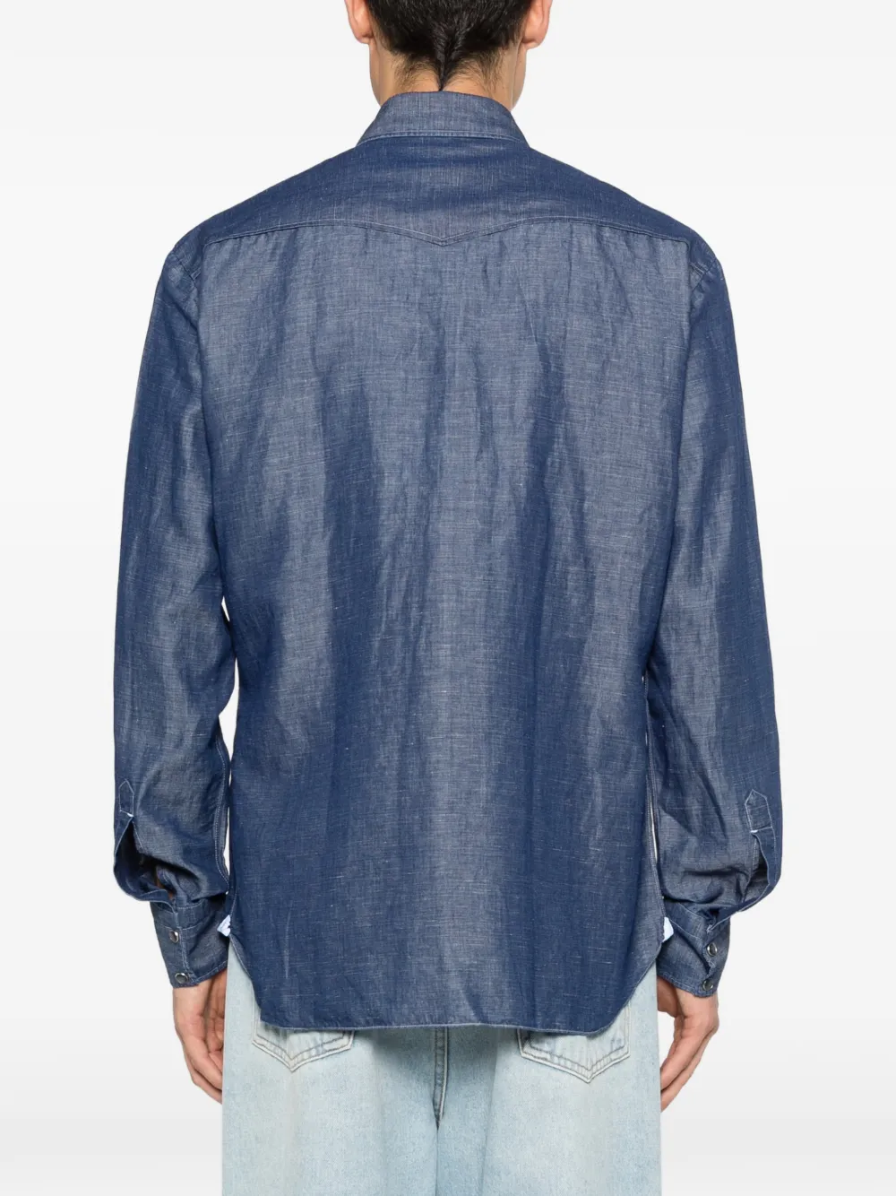 Barba Overhemd met klepzak Blauw