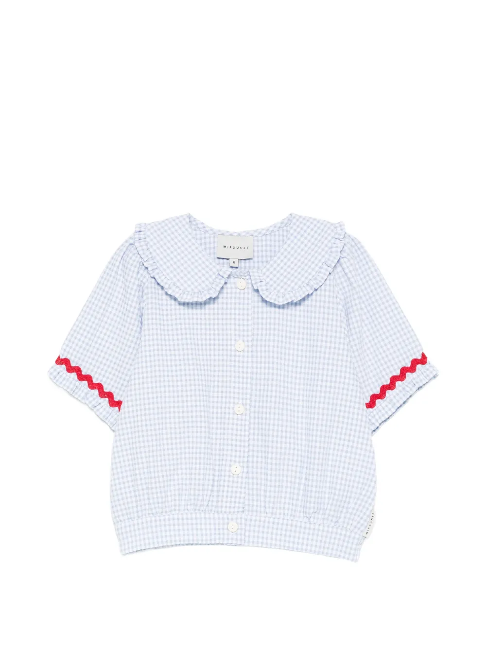 MIPOUNET Sylvie ruffled gingham top - Blu