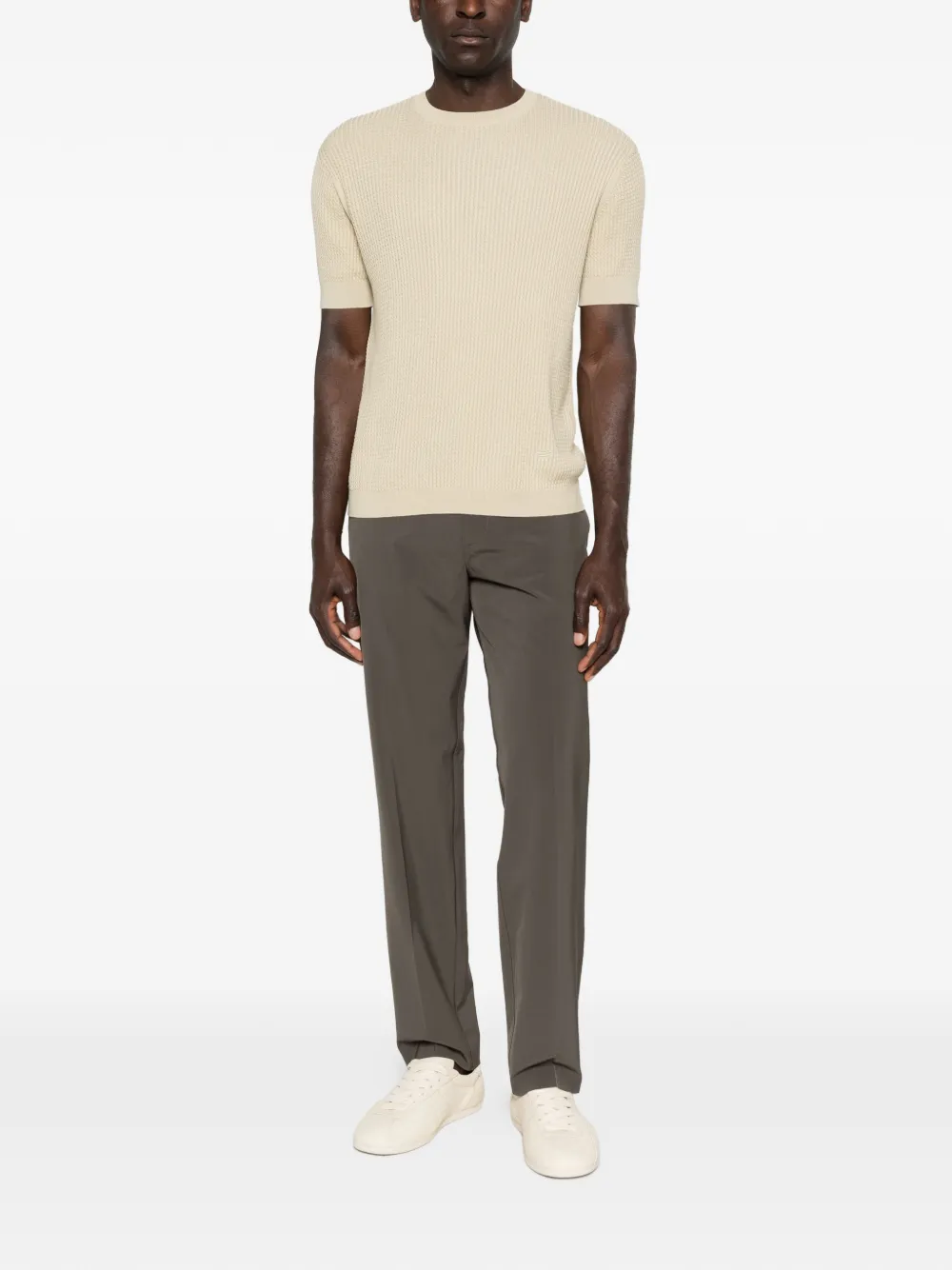 Emporio Armani Broek met gekreukte voorkant Bruin