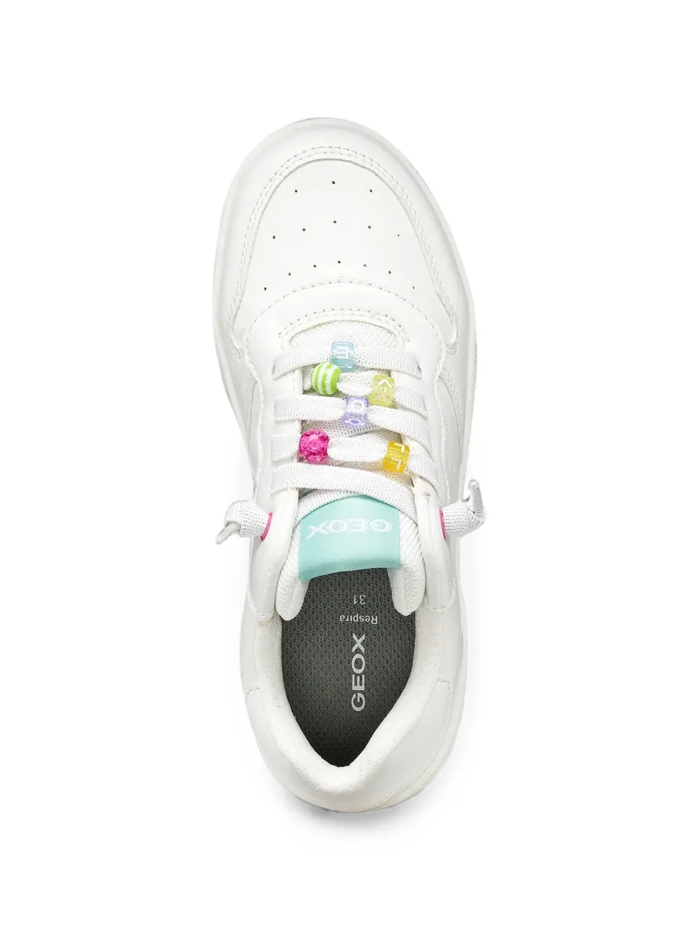 Geox Kids Washiba bead-embellished low-top sneakers Wit