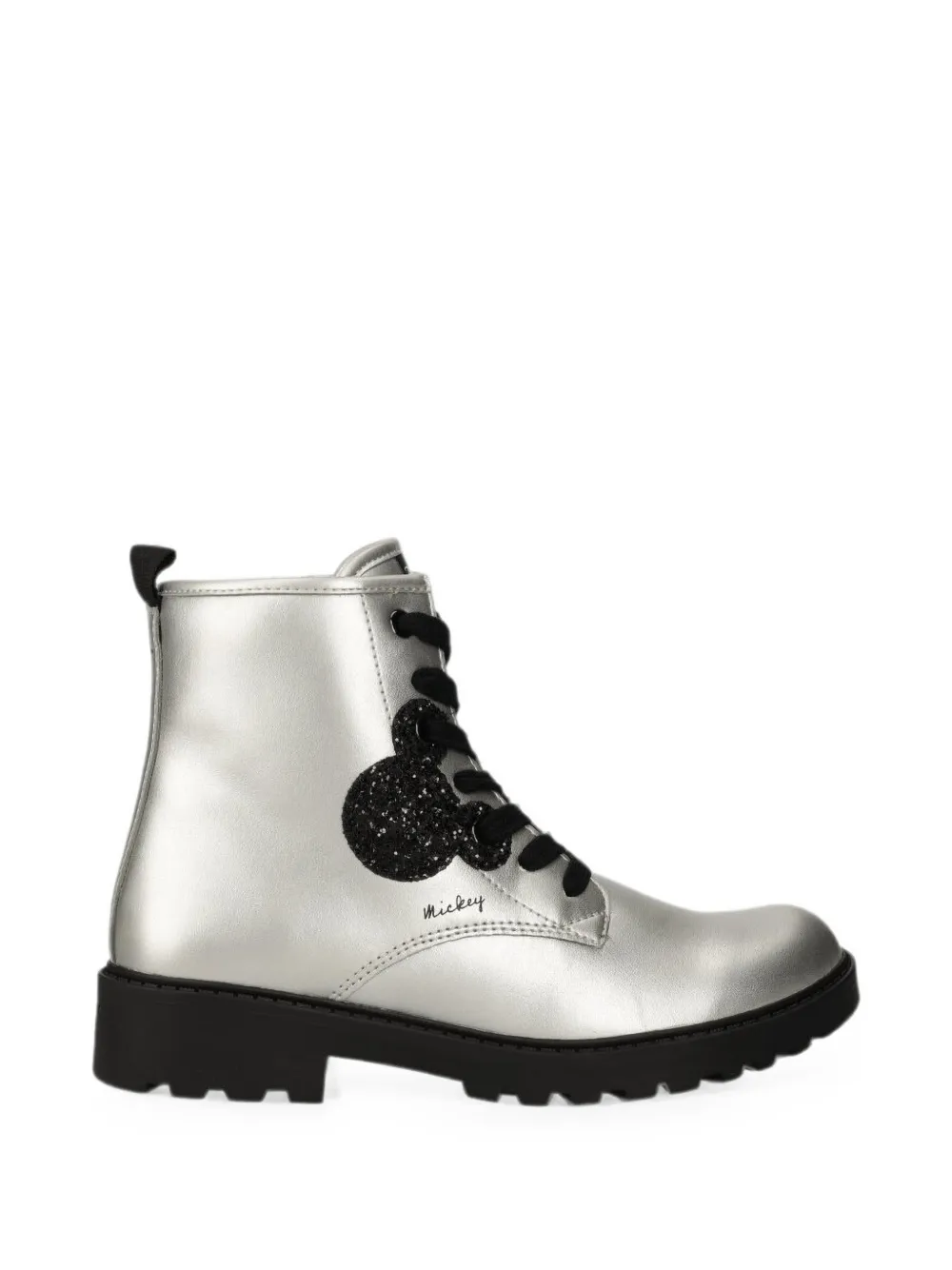 Geox Kids Mickey glitter-patchwork lace-up boots Zilver