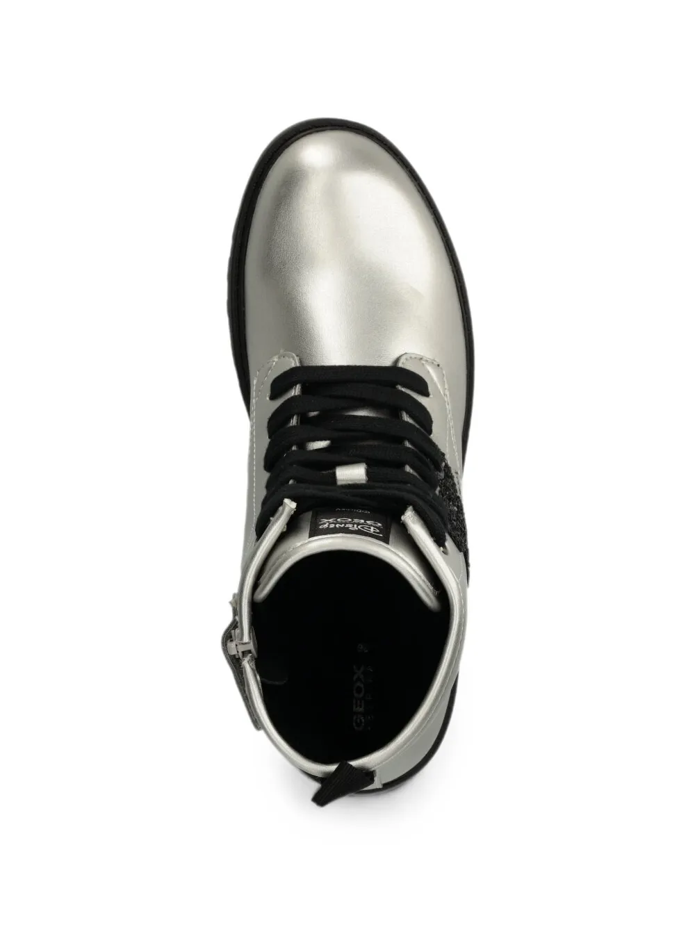 Geox Kids Mickey glitter-patchwork lace-up boots Zilver