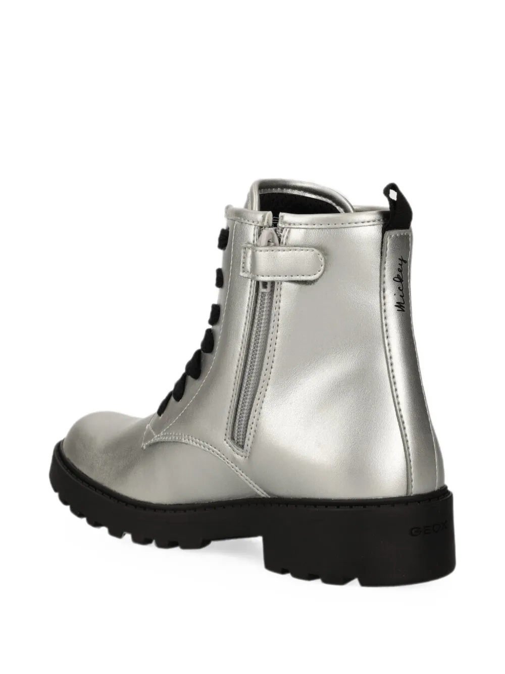 Geox Kids Mickey glitter-patchwork lace-up boots Zilver