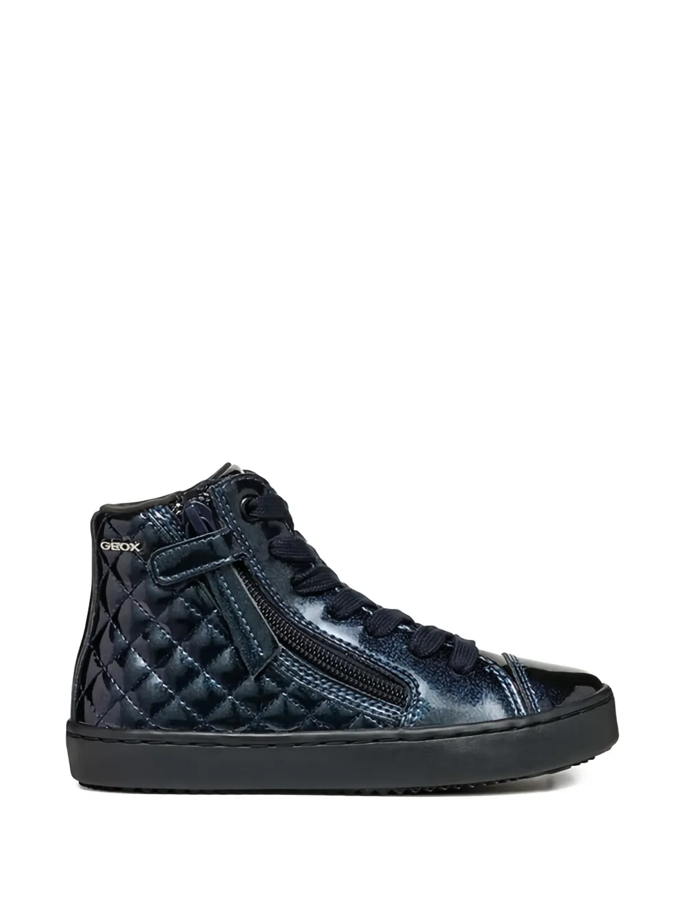 Geox Kids quilted side-zip sneakers Blauw