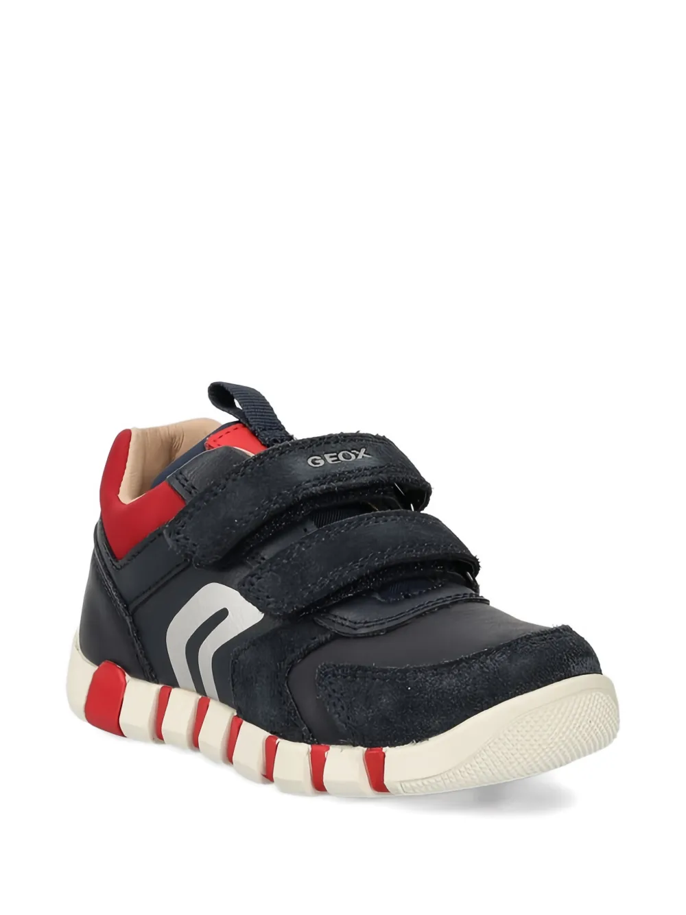 Geox Kids striped touch-strap sneakers Blauw