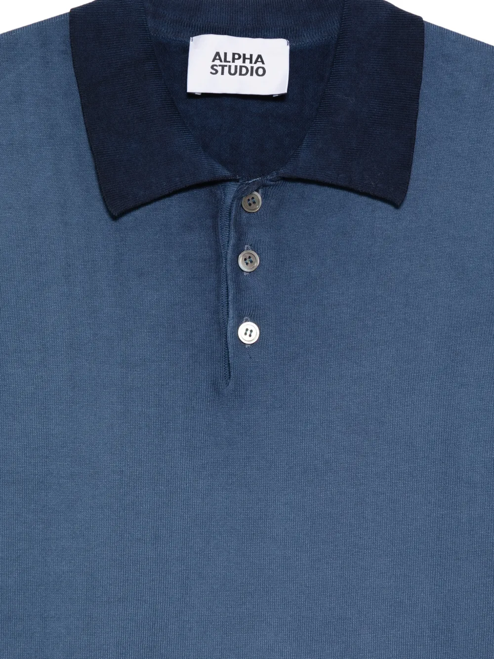 Alpha Studio Polo Con Botón En El Cuello - Azul 