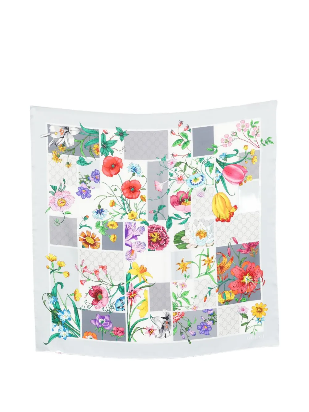 Gucci floral twill scarf - Weiß