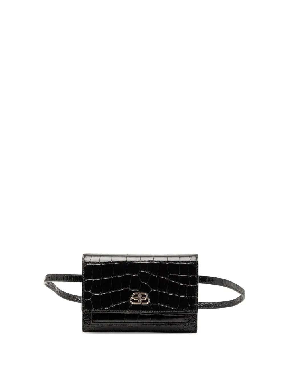 Balenciaga Pre-Owned 2019 Croc Embossed Leather Sharp XS belt bag - Nero