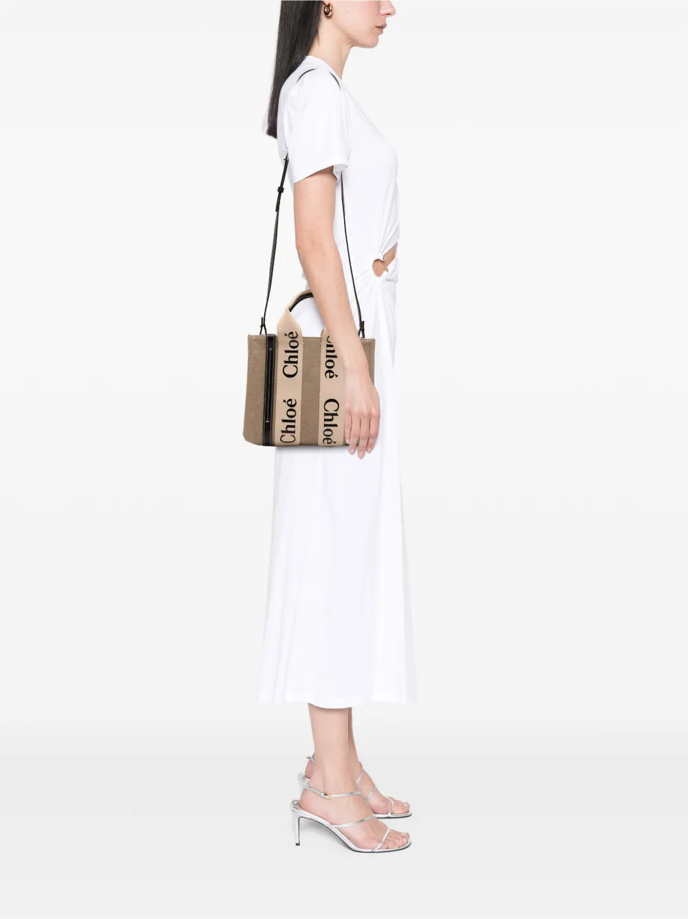  Chloé Pre-owned 2021-2025 Small Canvas Woody Satchel - Brown 