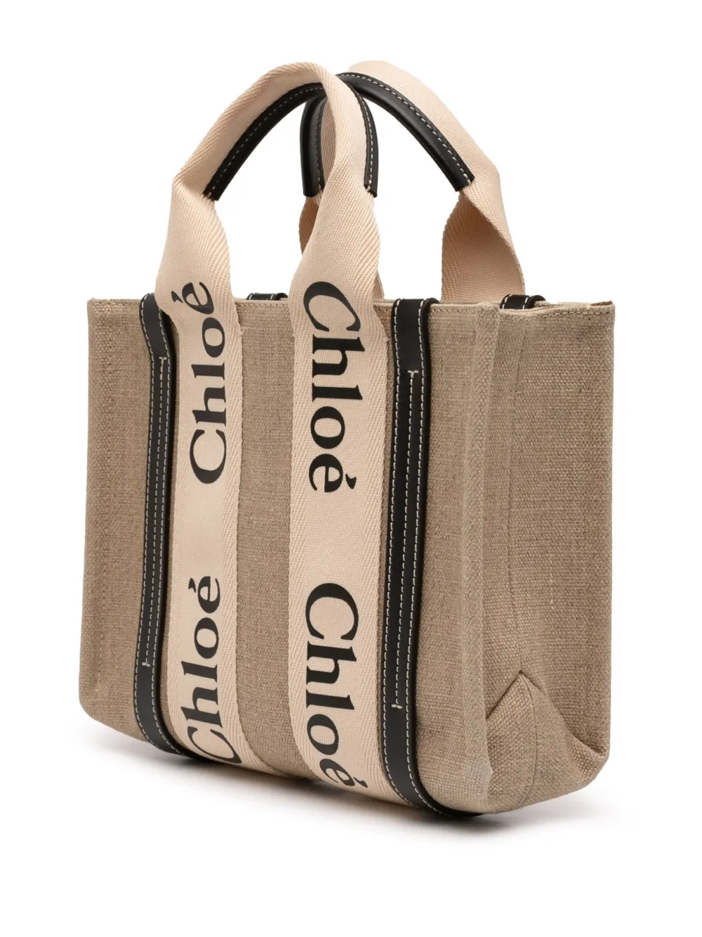  Chloé Pre-owned 2021-2025 Small Canvas Woody Satchel - Brown 