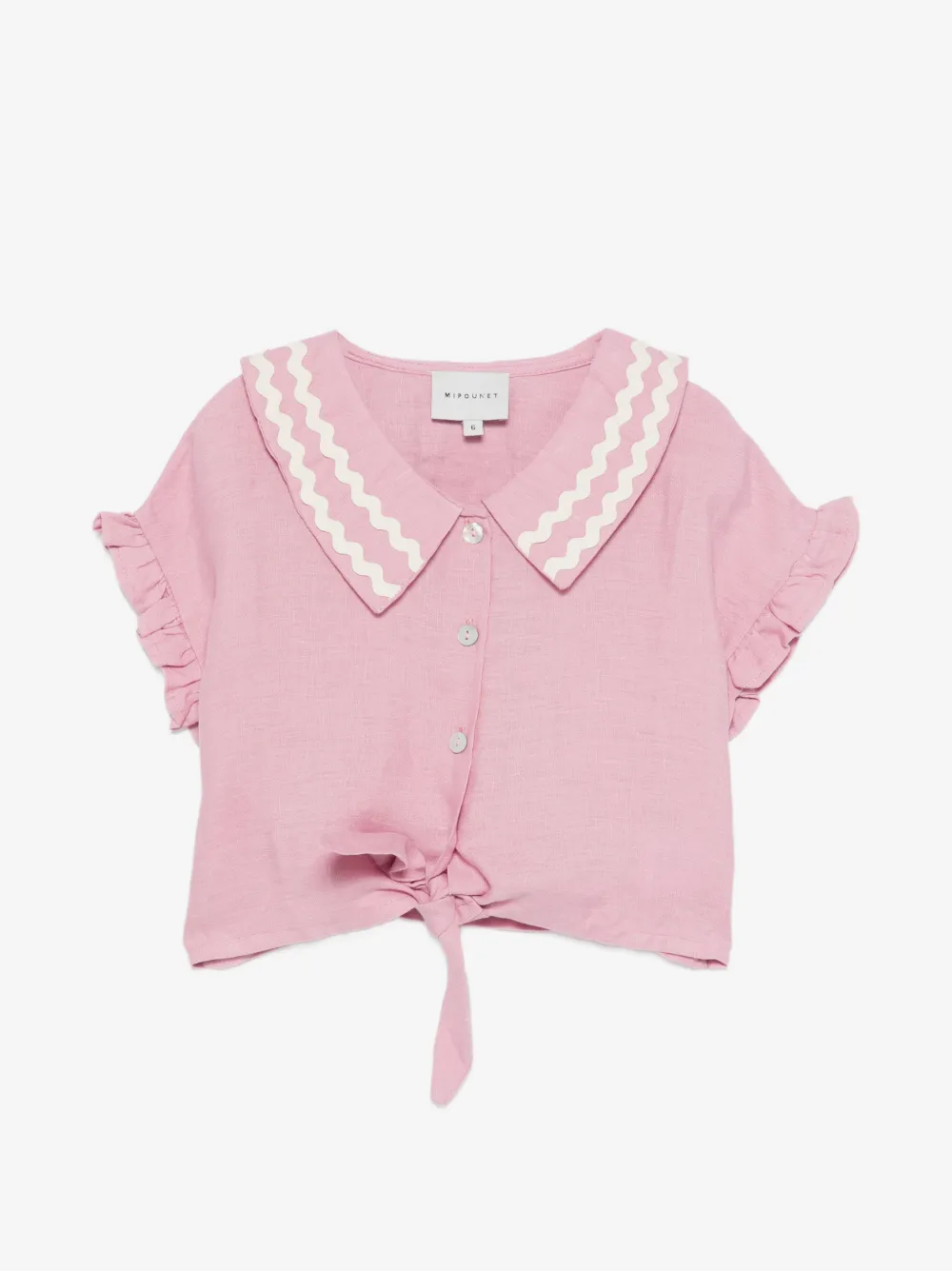 MIPOUNET 荷叶边彼得潘领衬衫 | 粉色 | Image 1