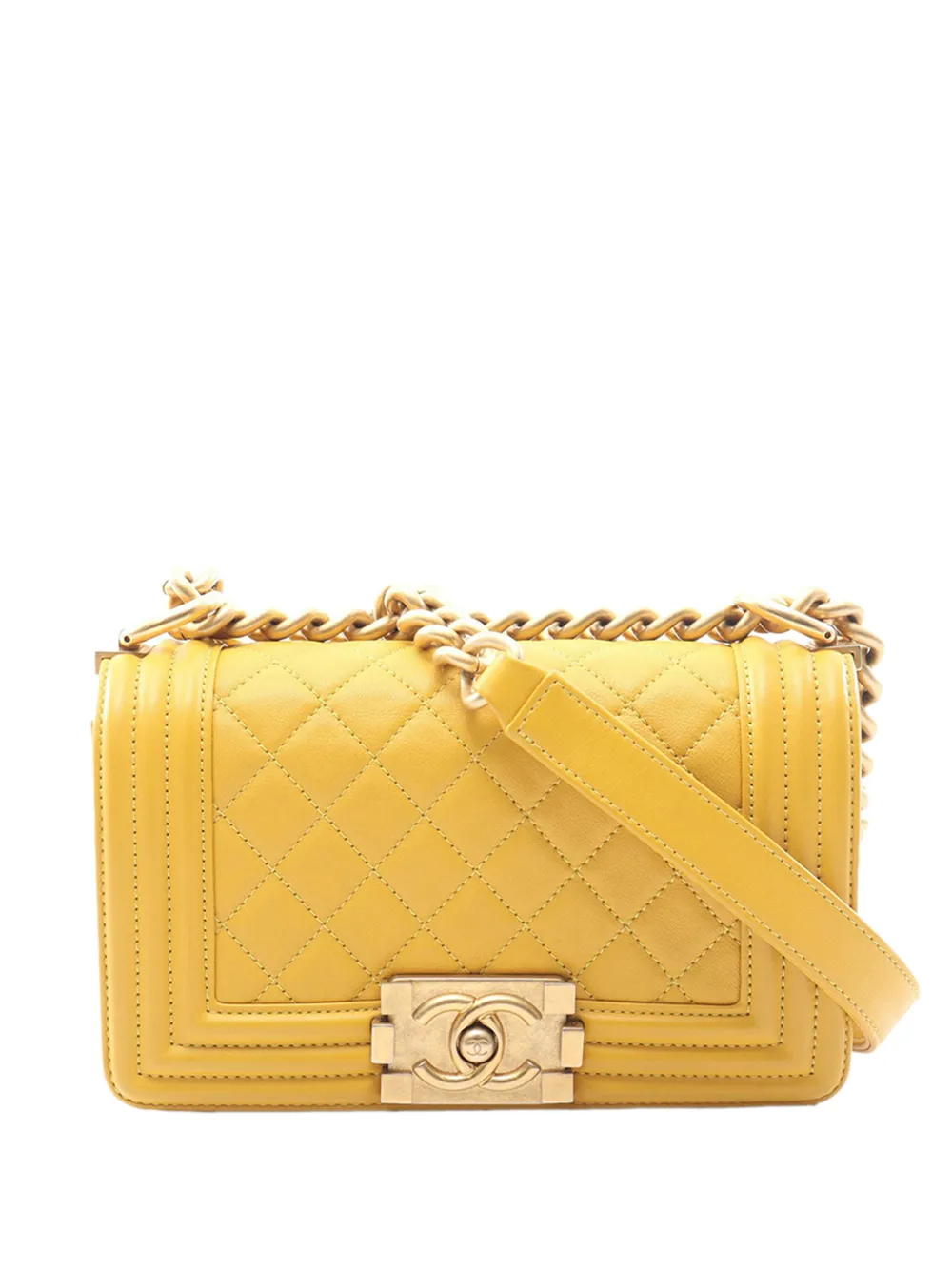 CHANEL Pre-Owned 2019 Small Quilted Lambskin Boy Flap crossbody bag - Marrone