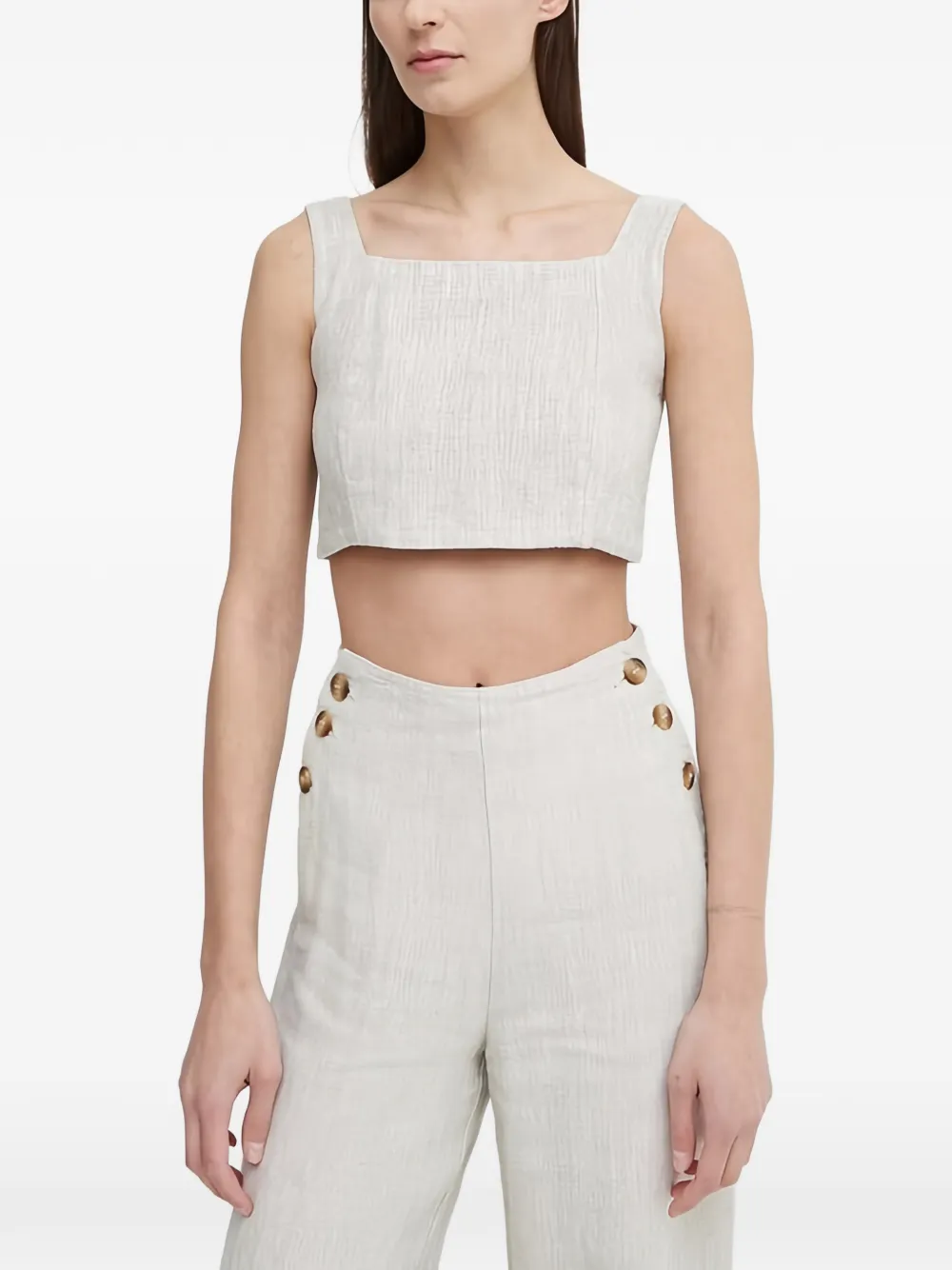 ALOHAS button-fastening square-neck top - Toni neutri