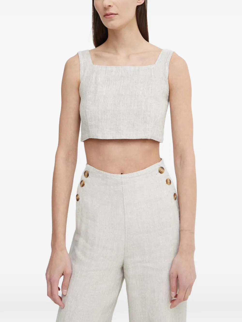 ALOHAS button-fastening square-neck top - Toni neutri