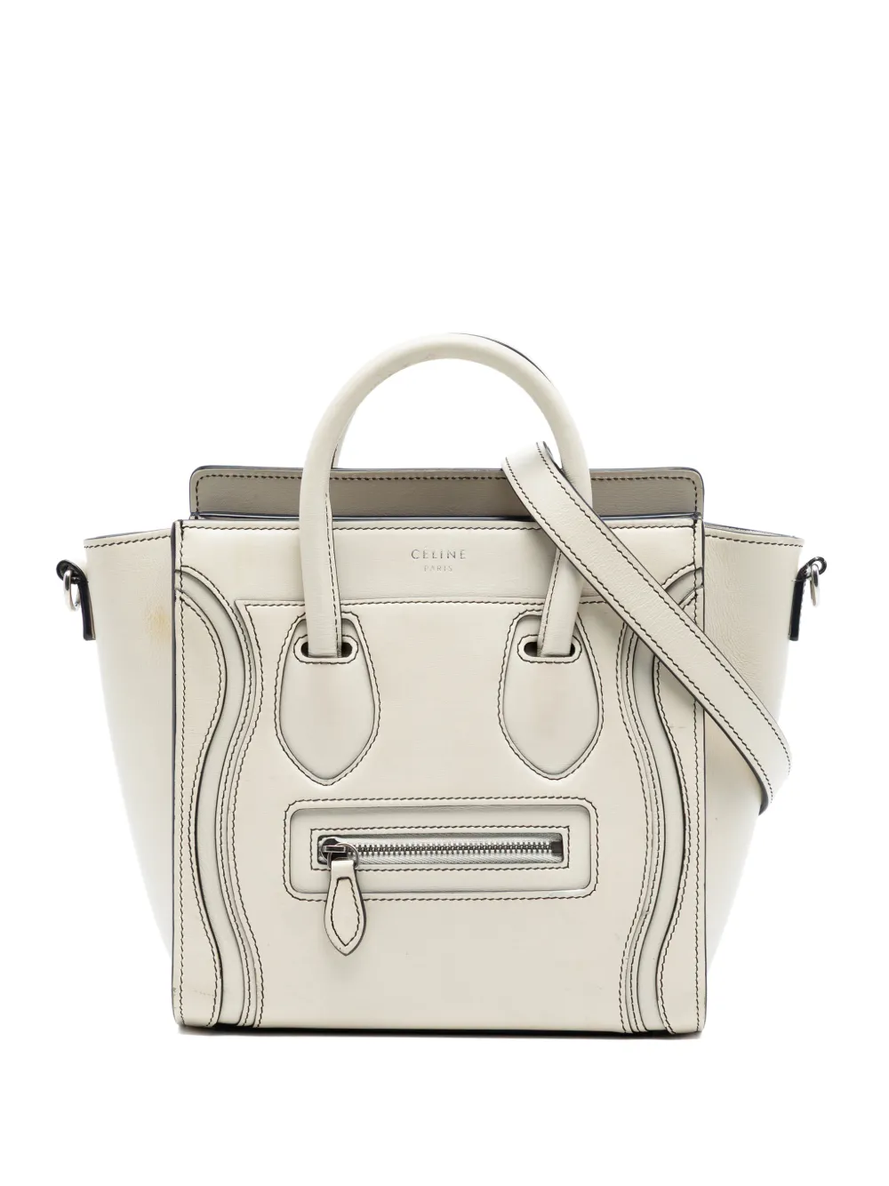 Celine Pre-Owned 2016 Nano Leather Luggage Tote satchel - Bianco