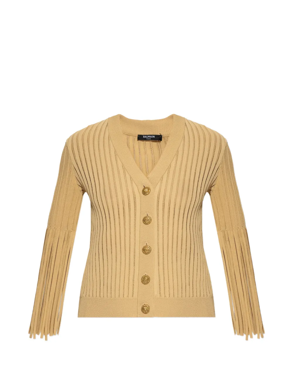 Balmain fringed-sleeve buttoned cardigan - Toni neutri