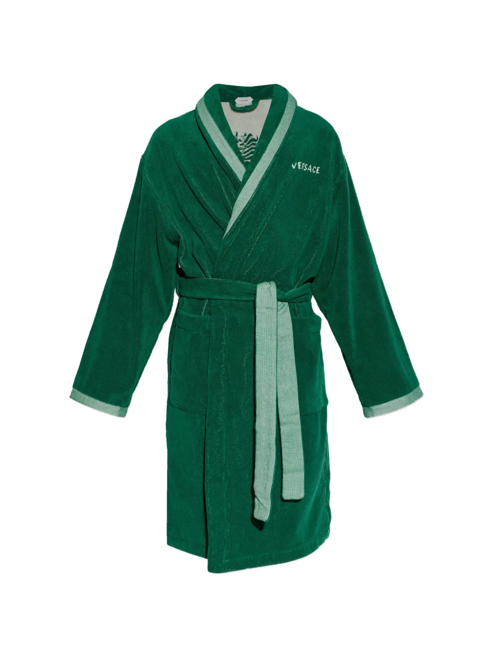 Versace Home Medusa-motif Belted Bathrobe In Green