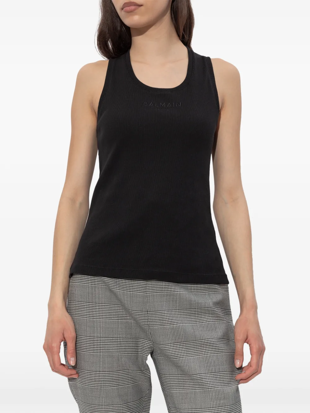 Balmain Tanktop met geborduurd logo Zwart