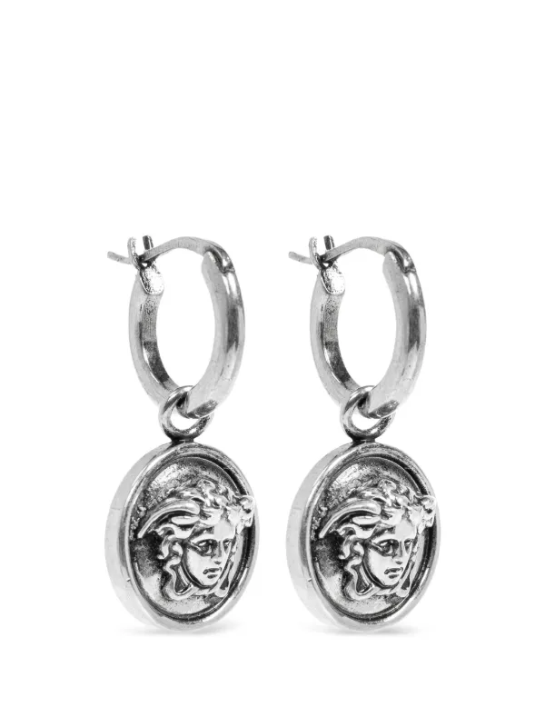 Versace メドゥーサ メダリオン ドロップピアス | シルバートーン 