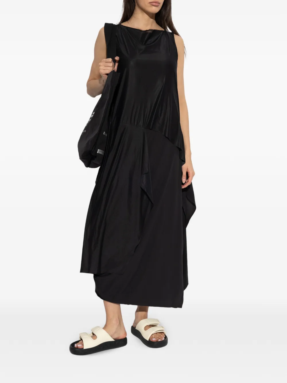 Y-3 Gedrapeerde jurk Zwart