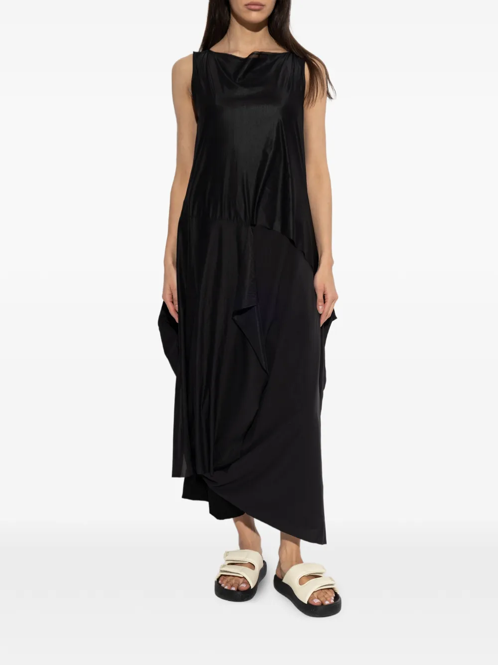 Y-3 Gedrapeerde jurk Zwart