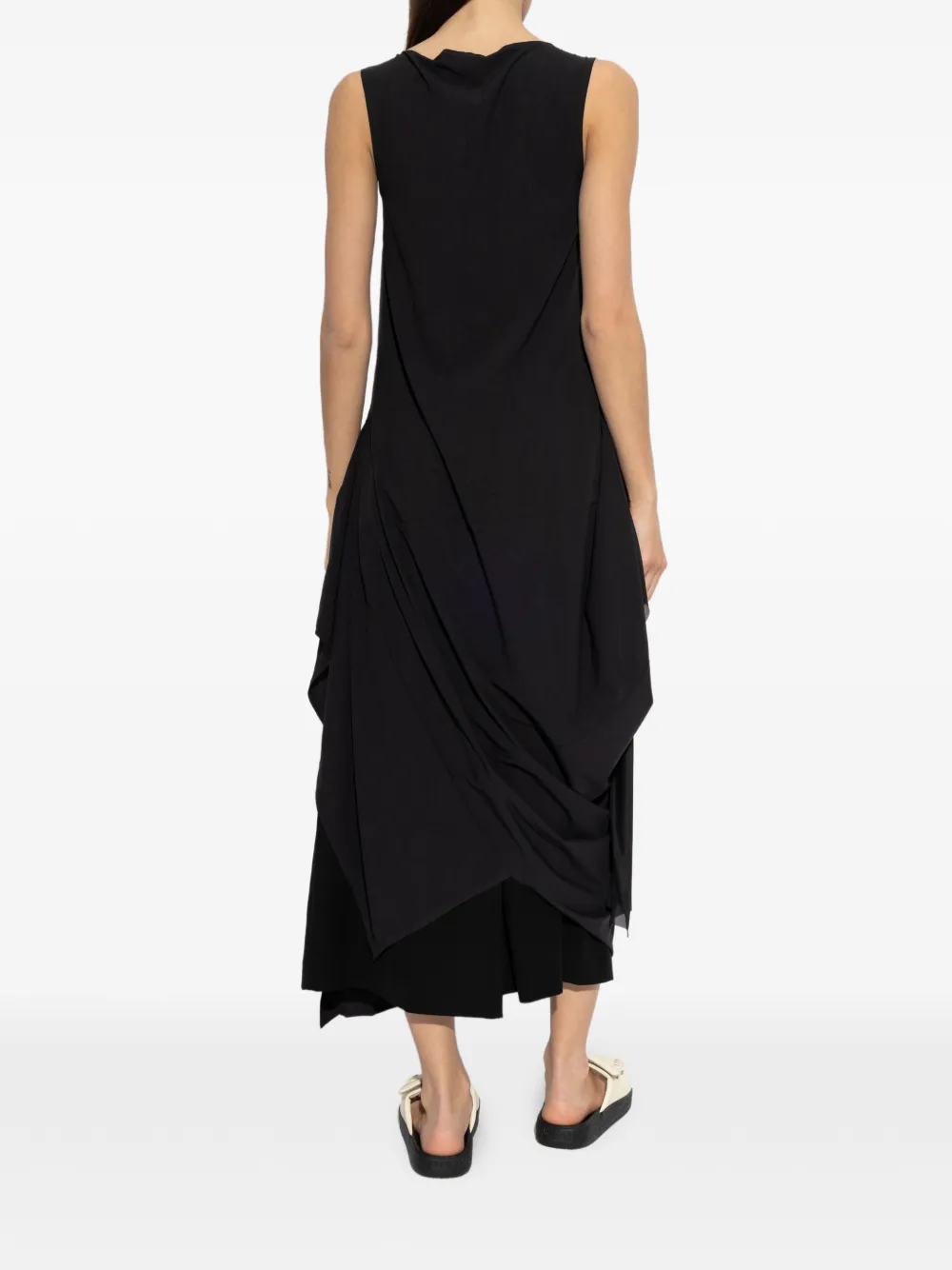 Y-3 Gedrapeerde jurk Zwart
