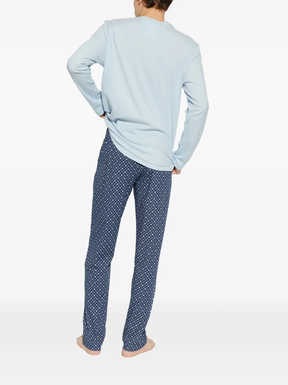  Hanro Printed Long-sleeve Sleepwear Set (set Of Two) - Blue 