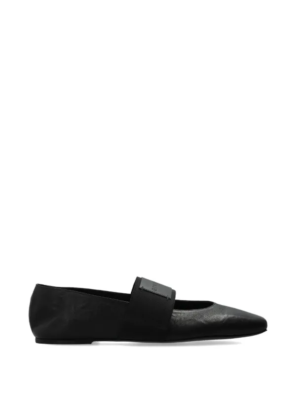 Givenchy Sliced Square Ballet Flats in Textured-effect Leather in Black