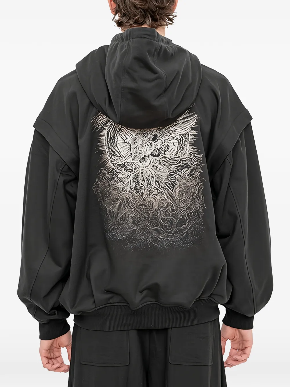SONGZIO Hoodie met borduurwerk en gelaagde mouwen Zwart