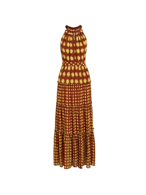 Dvf Vintage sun-print tiered dress