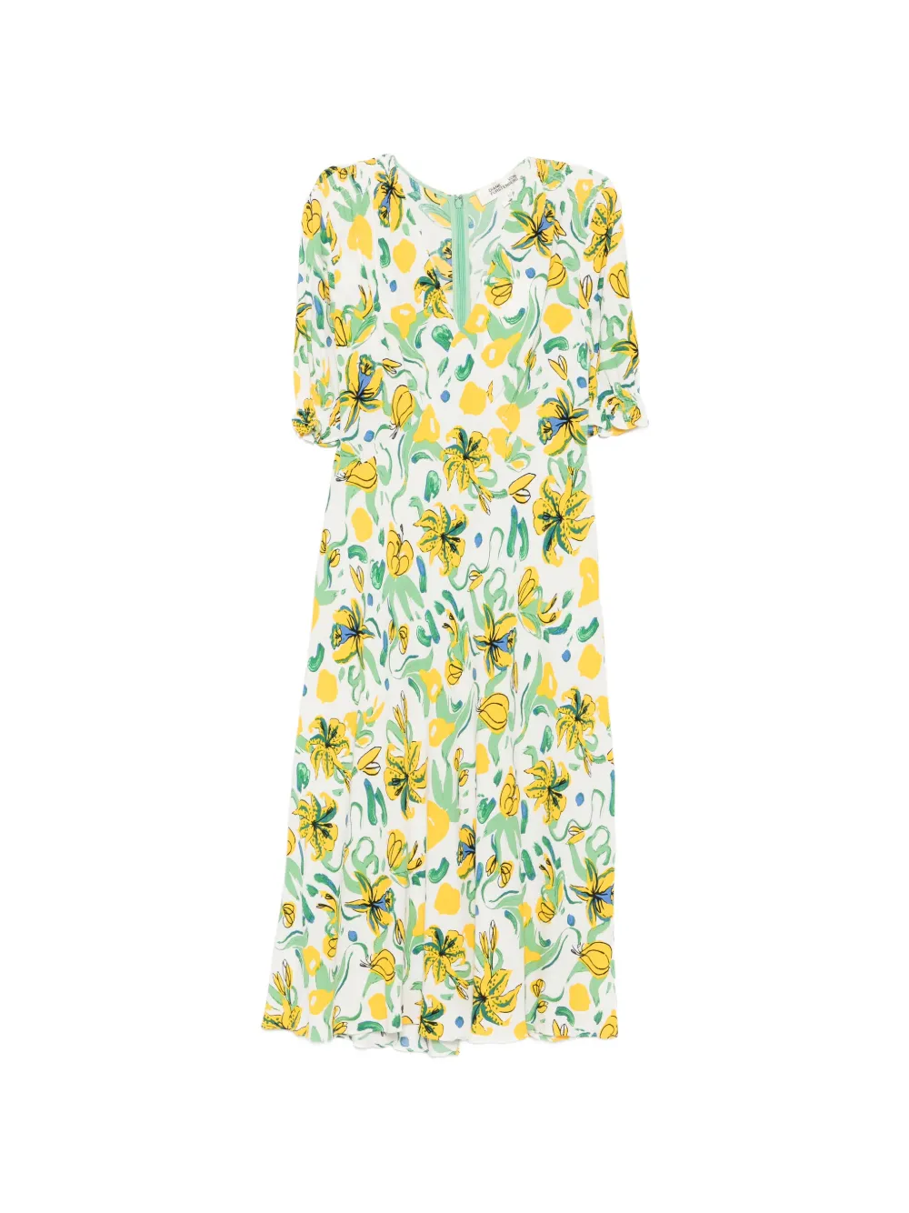 DVF Diane von Furstenberg Abito a fiori con scollo a V - Bianco