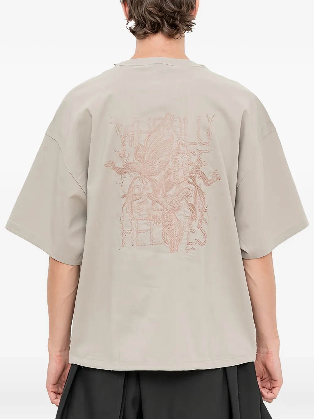 SONGZIO Polyptych geweven T-shirt met borduurwerk Beige