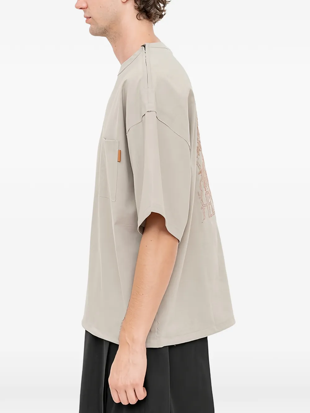 SONGZIO Polyptych geweven T-shirt met borduurwerk Beige