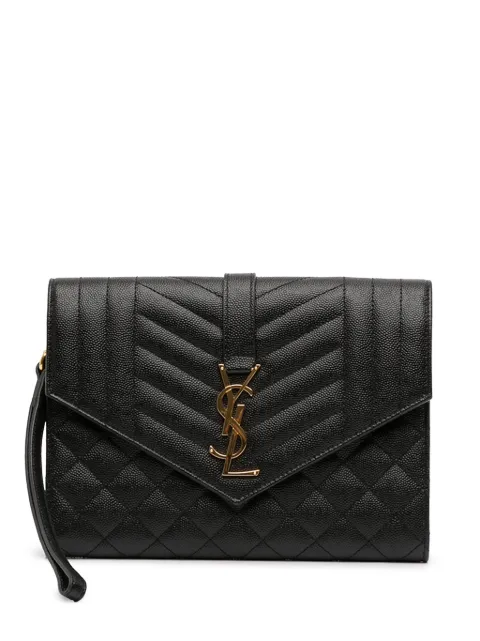 Saint Laurent Pre-Owned شنطة كلاتش 'غران دو بودر تريكيلت إينفلوب' بمونوغرام 2022