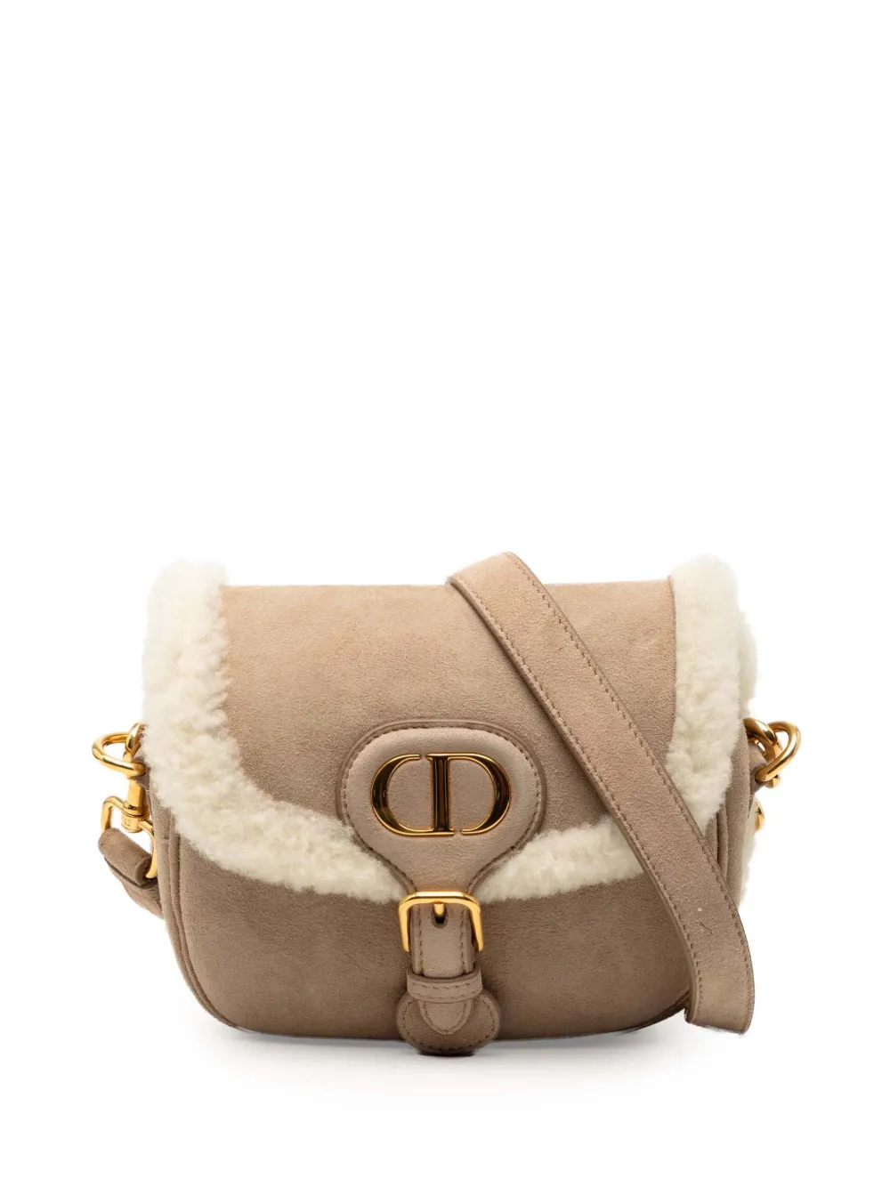 Christian Dior Pre-Owned 2020 Small Suede Shearling Bobby crossbody bag - Marrone