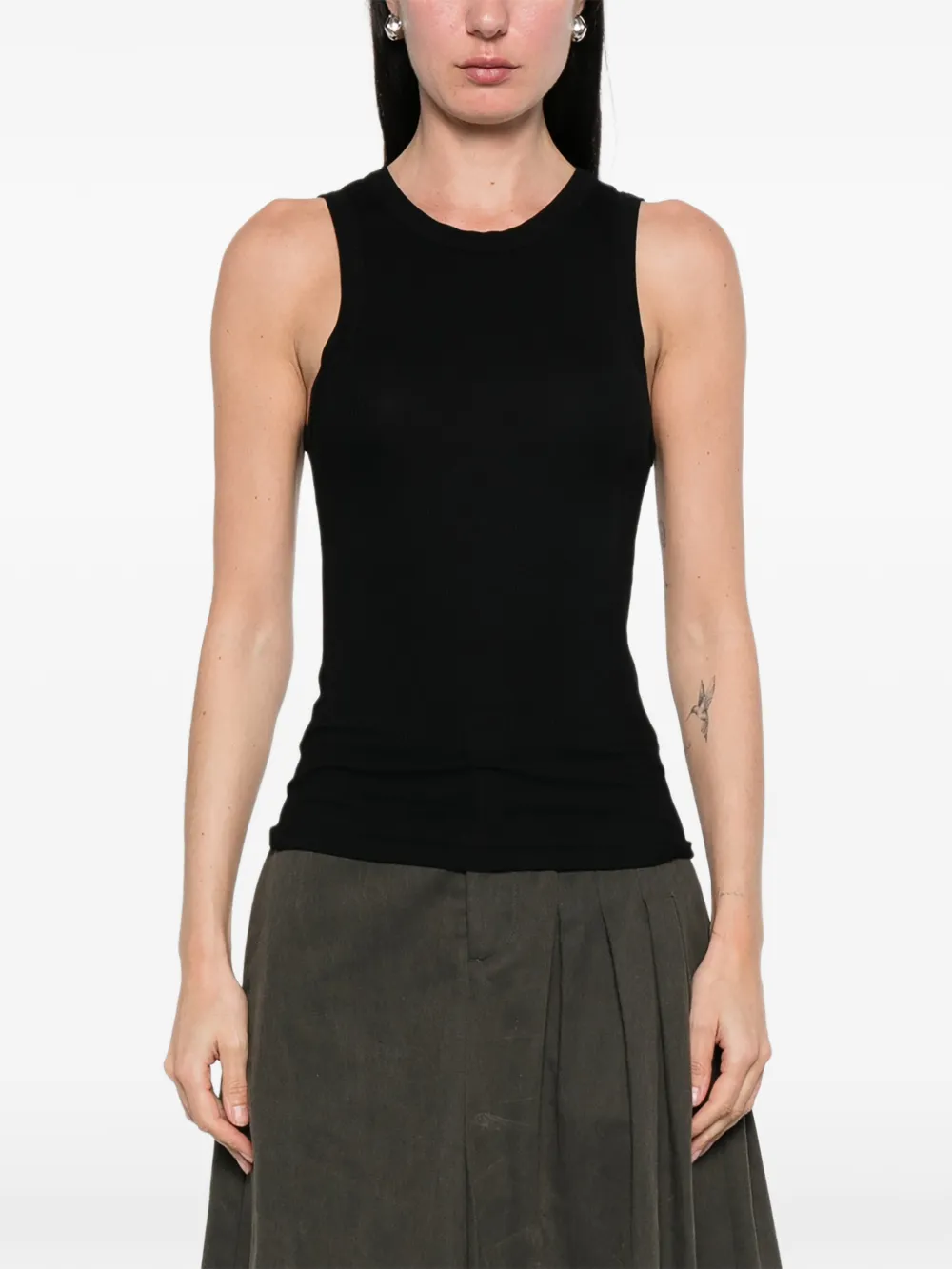 Majestic Filatures Ribgebreide tanktop Zwart