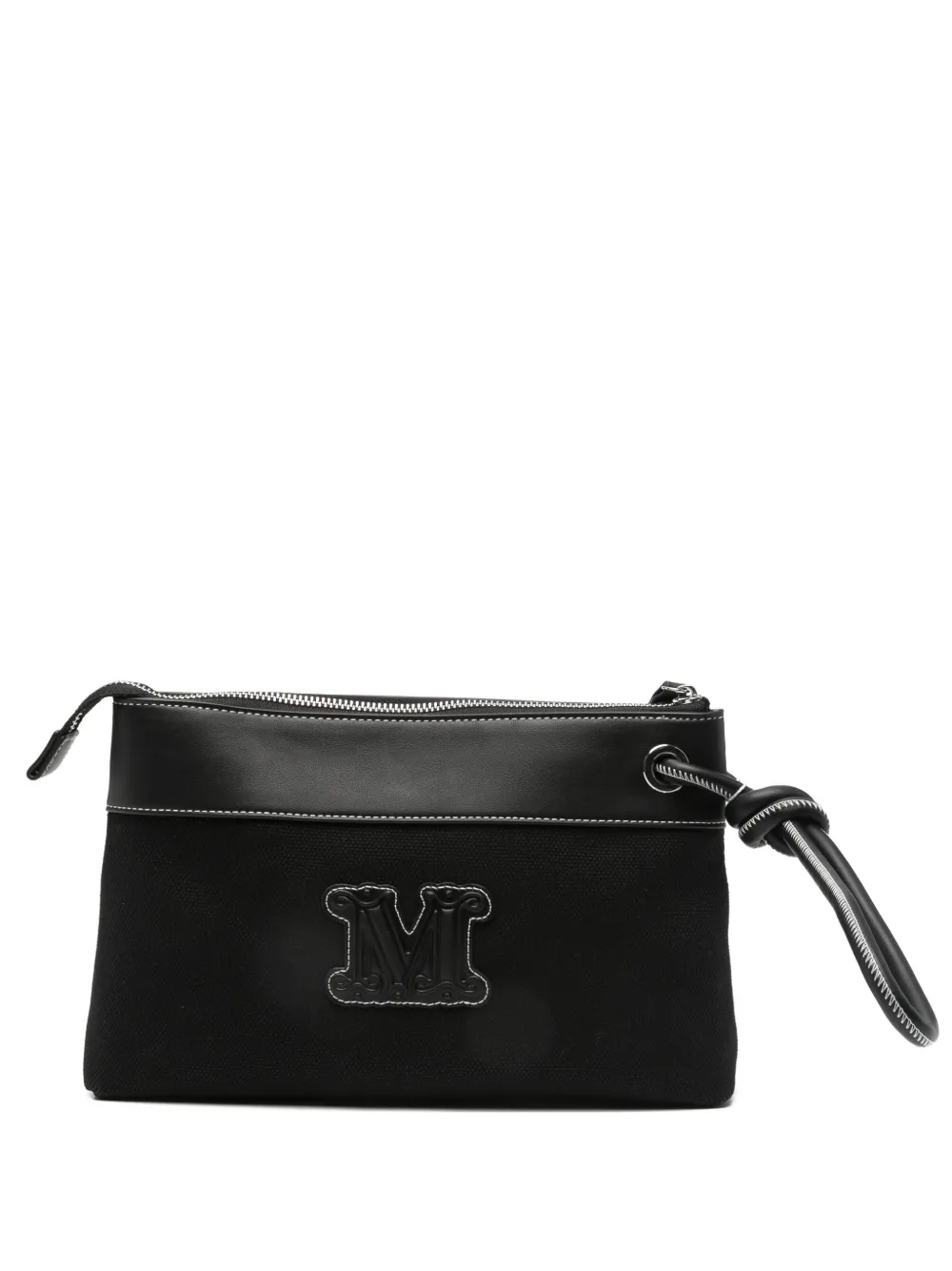 Max Mara logo-patch clutch bag - Nero