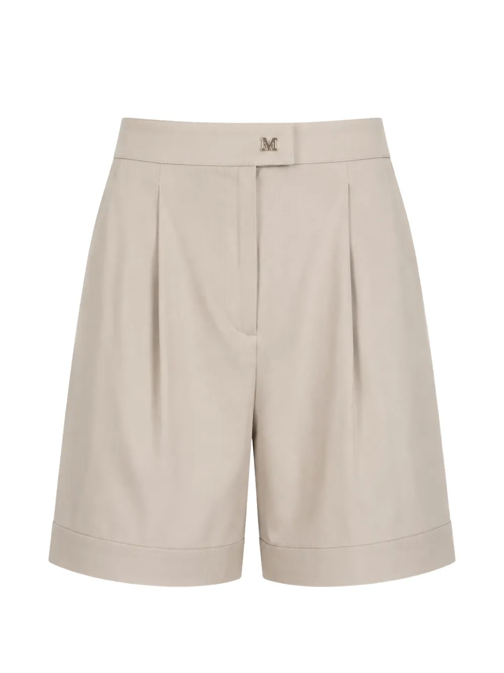 Max Mara logo-plaque pleated shorts - Toni neutri