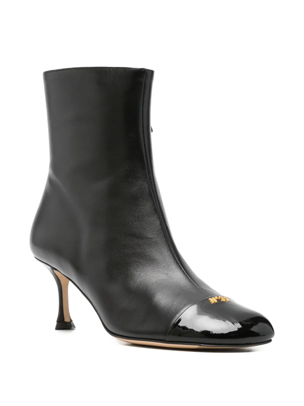 Nº21 Leren laarzen met bewerkte neus Zwart