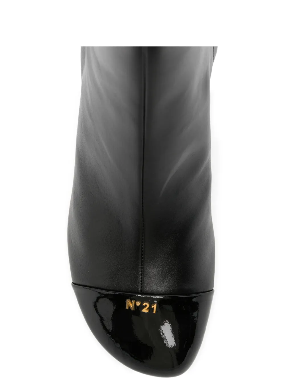 Nº21 Leren laarzen met bewerkte neus Zwart