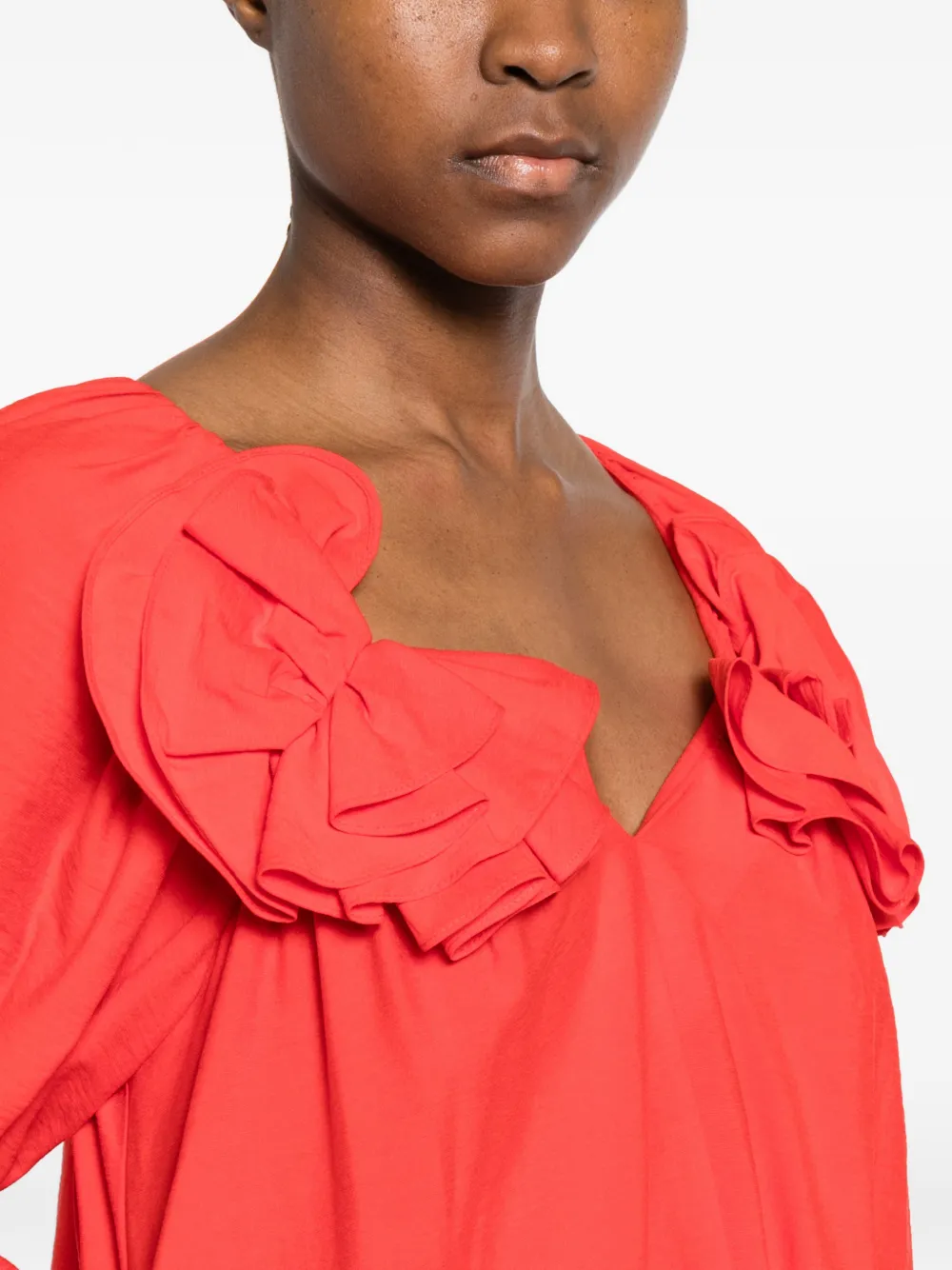 Stine Goya Midi-jurk met ruches Rood