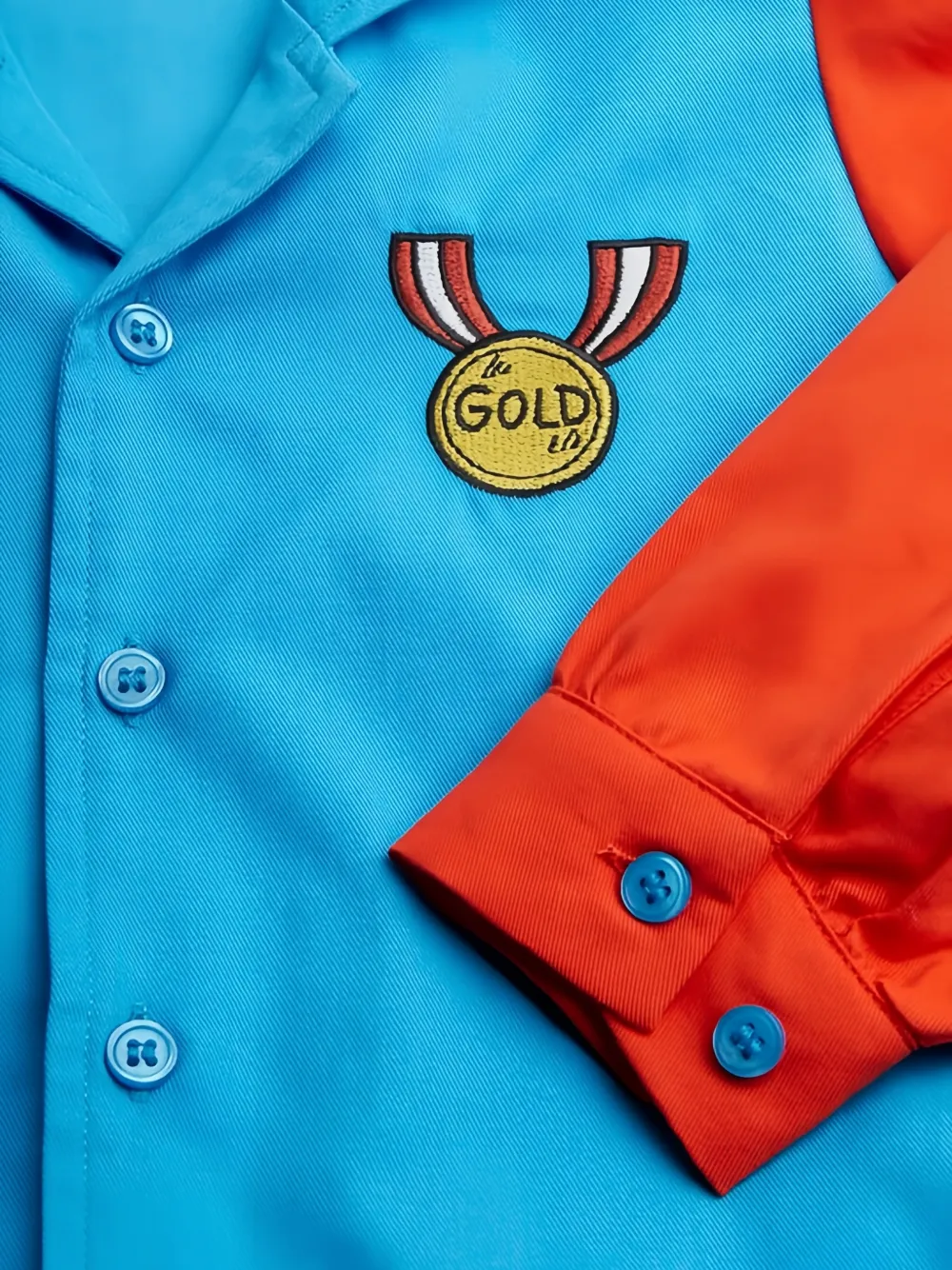  Mini Rodini Camisa Con Logo Bordado - Azul 
