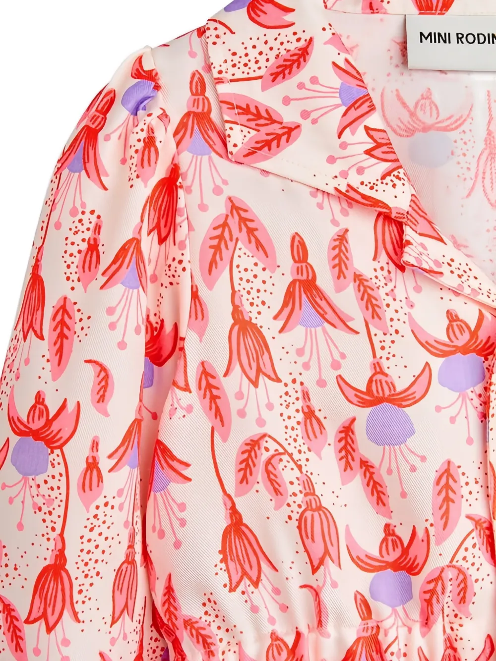 Mini Rodini Shirt met bloemenprint en pofmouwen Rood