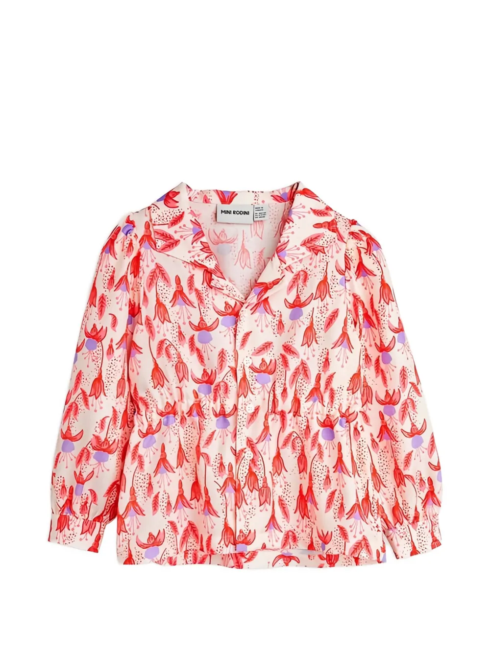 Mini Rodini floral-print puff-sleeves shirt - Rosso