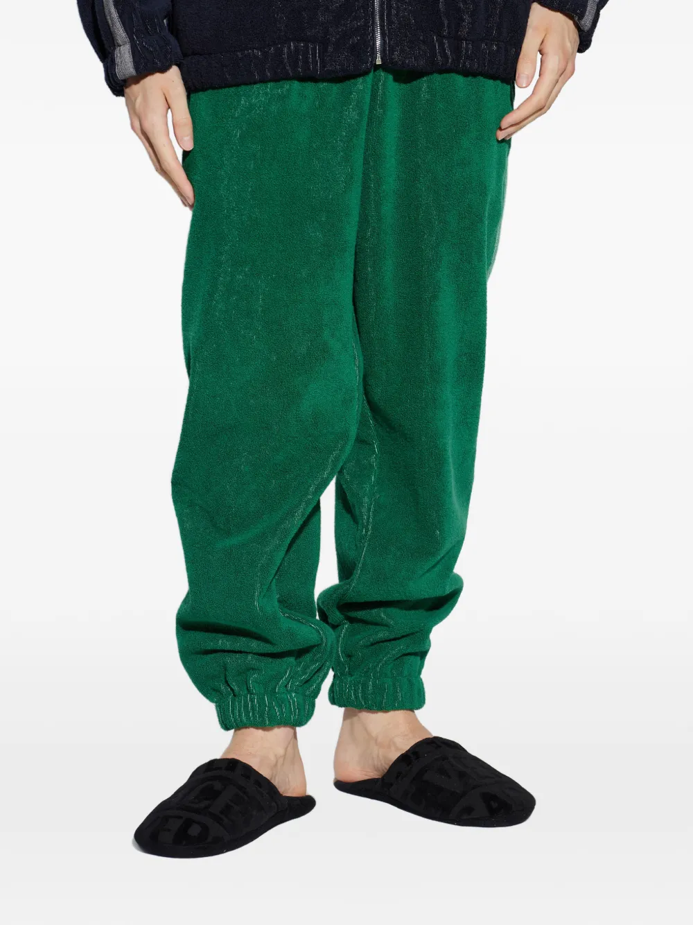 Versace Katoenen badstof joggingbroek met jacquard Groen