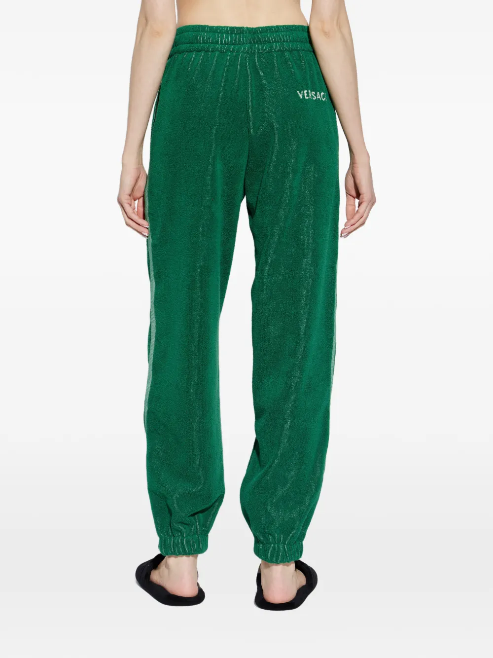 Versace Katoenen badstof joggingbroek met jacquard Groen